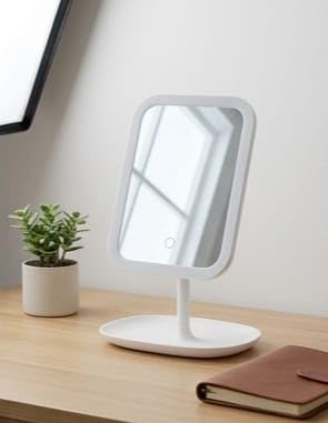Mirror with LED Light Portable Square Mirror with Stand