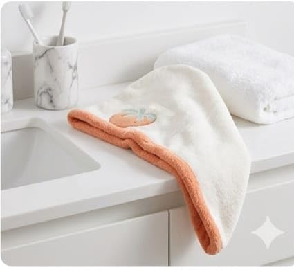 Microfiber Hair Towel with Button – Quick Dry Hair Wrap