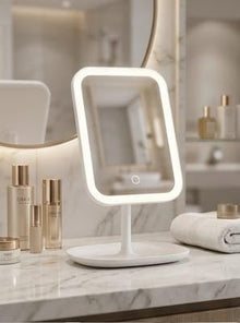 Mirror with LED Light Portable Square Mirror with Stand