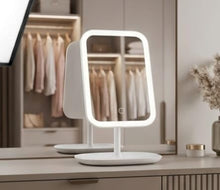 Mirror with LED Light Portable Square Mirror with Stand