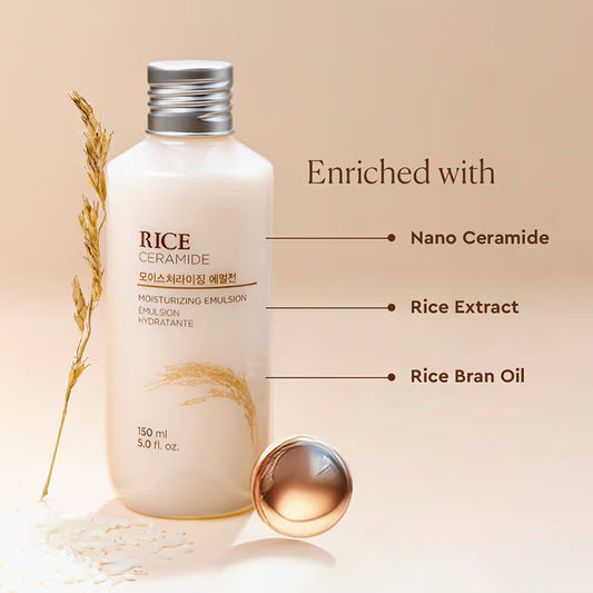 The Face Shop Ceramide & Rice Emulsion – Barrier Repair Brightening Moisturizer