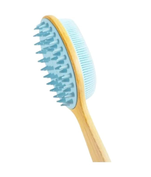 2-in-1 Wooden body brush long handle