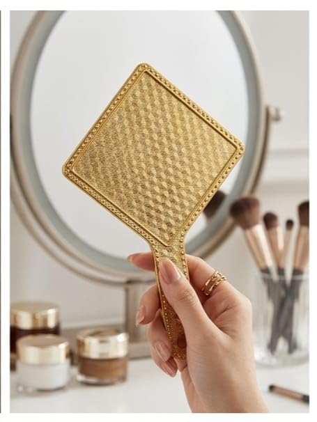 Mirror with Handle – Portable Personal Makeup Plastic Square Mirror