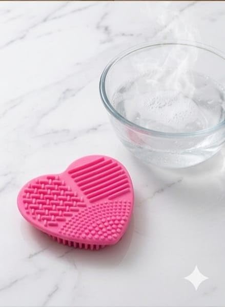 Silicone Heart Shaped Brush Cleaner Mat – Makeup Brush Cleaning Pad