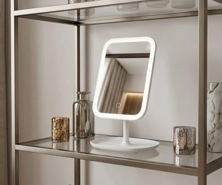 Mirror with LED Light Portable Square Mirror with Stand