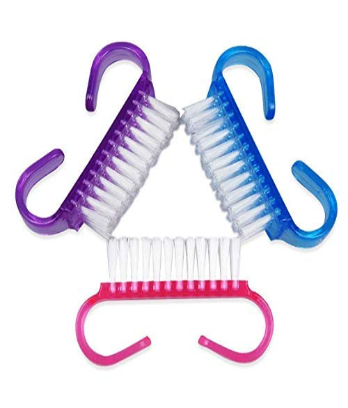 3PCS-Pack Handle Grip Nail Brush Fingernail Scrub Cleaning Brush