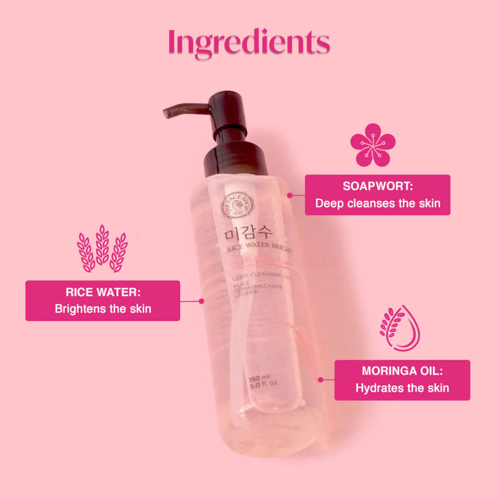 Rice Water Bright Light Cleansing Oil – Gentle Makeup Remover & Brightening Cleanser (150ml)