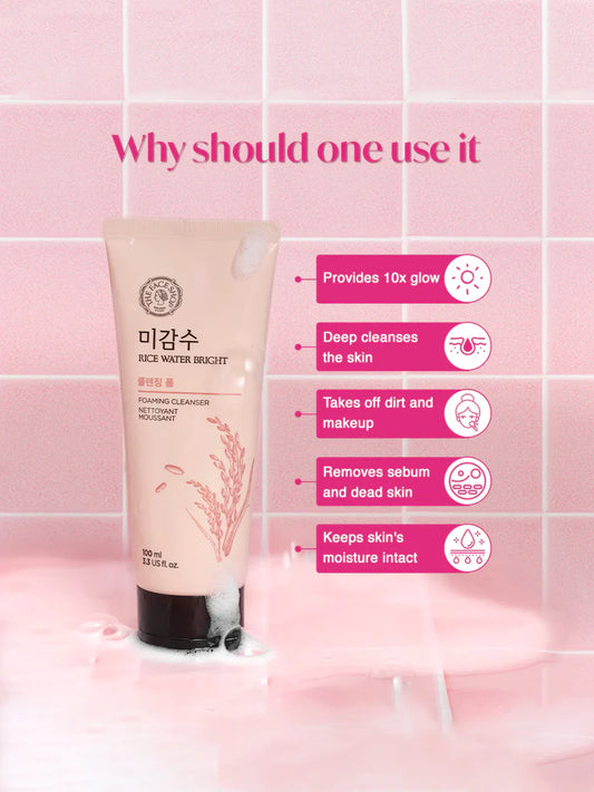 The Face Shop Rice Water Bright Foaming Face Wash – Deep Cleansing &  Brightening Cleanser (150ml)