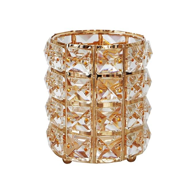 handcrafted Crystal Makeup Brush Holder Organizer brings luxury, sparkle, and organization