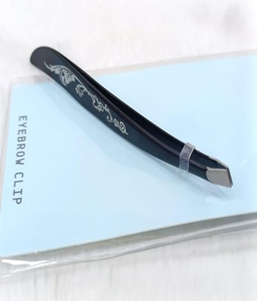 Slant Tip Tweezer – For Eyebrows, Upper Lip & Facial Hair (Black)