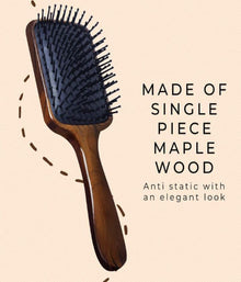 Line Professional Maple Wood Anti Static Large Paddle Hair Styling Salon Brush with Curved Wooden Handle for Men Women