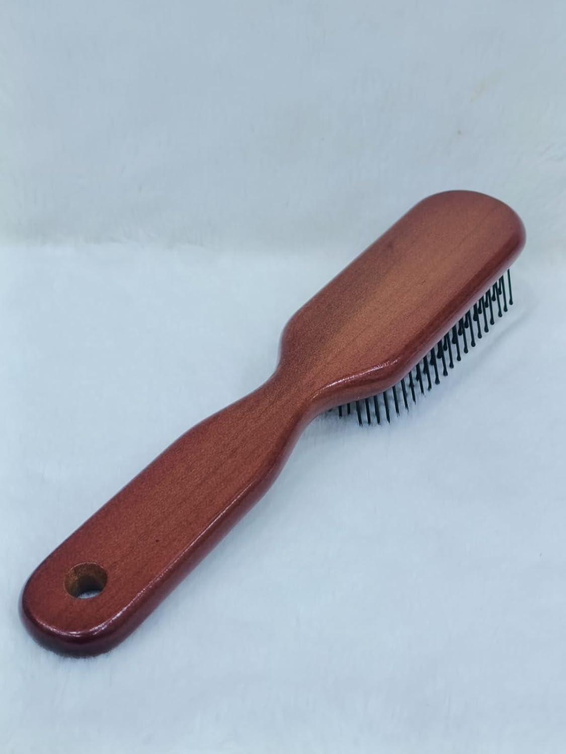 Flat Hair Brush with Ball Tip Bristles Wooden Handle for Men & Women