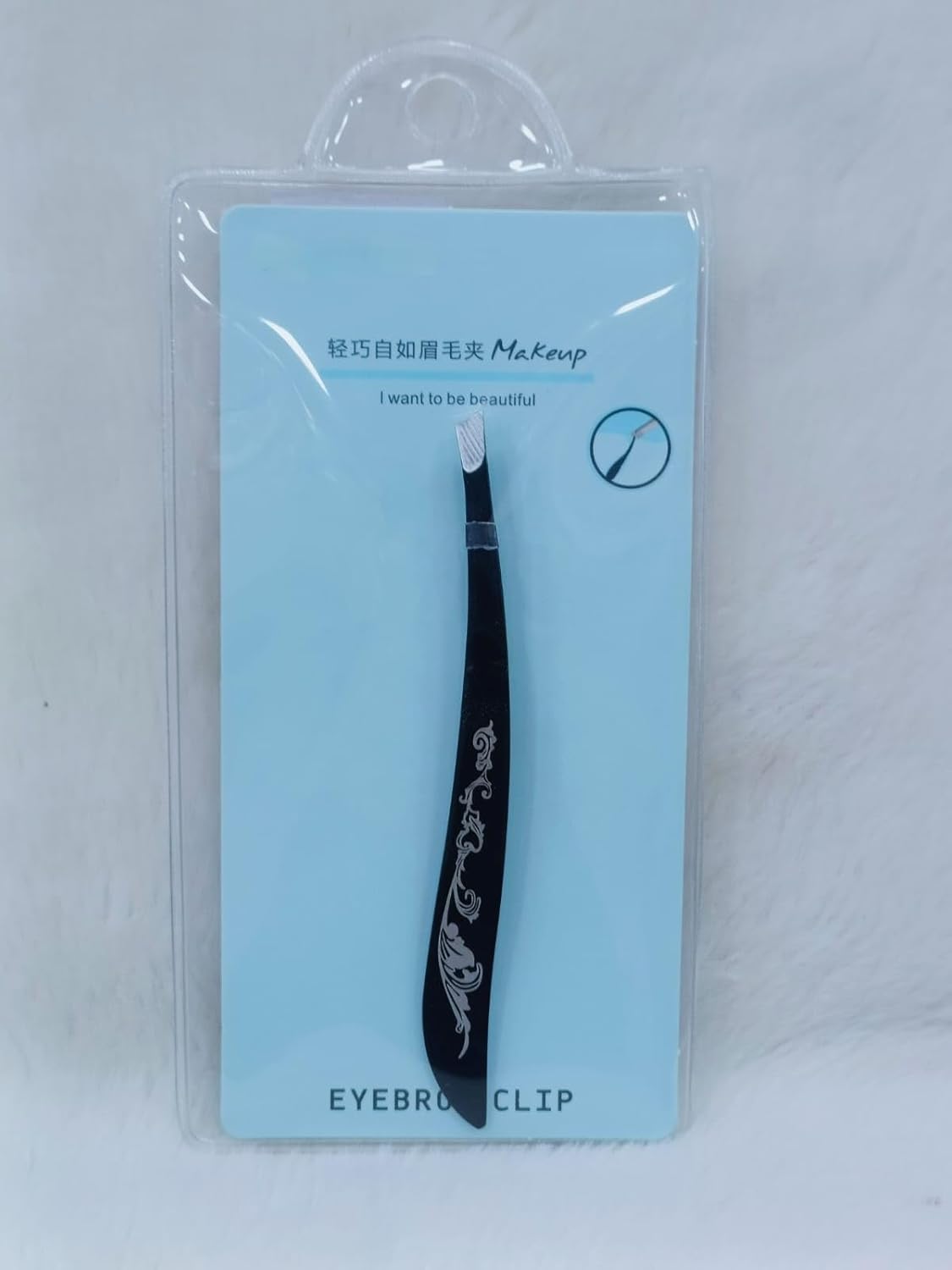 Slant Tip Tweezer – For Eyebrows, Upper Lip & Facial Hair (Black)