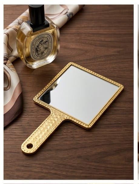 Mirror with Handle – Portable Personal Makeup Plastic Square Mirror