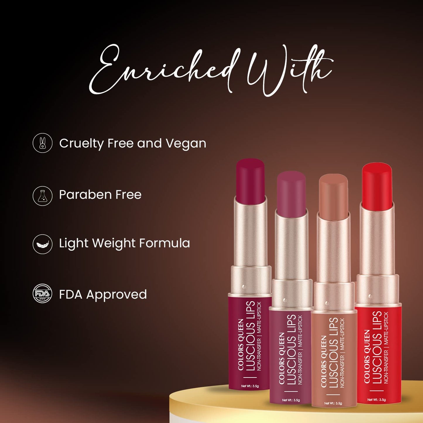 Colors Queen Luscious Lips - Non Transfer Creamy Matte Lipstick