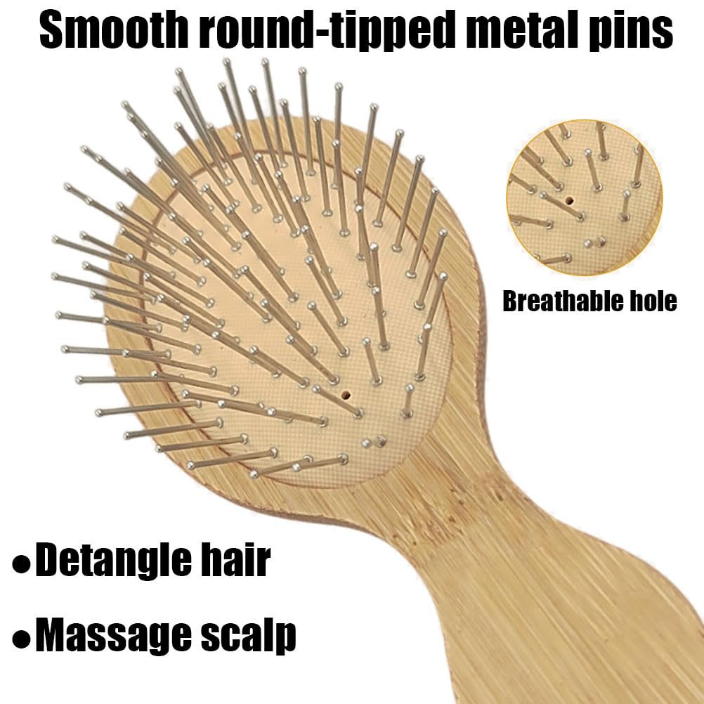 Wooden Paddle Brush with Metal Bristles