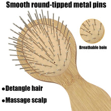 Wooden Paddle Brush with Metal Bristles