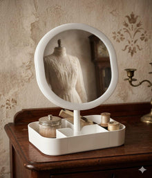 LED Mirror Oval Shape with M.T Container – Makeup & Storage Solution