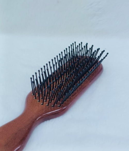 Flat Hair Brush with Ball Tip Bristles Wooden Handle for Men & Women