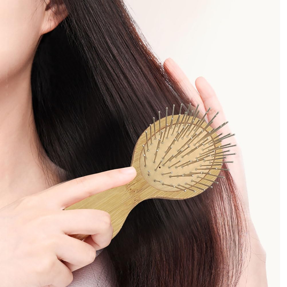 Wooden Paddle Brush with Metal Bristles