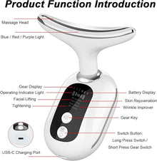 Beauty Device for Face & Neck – Anti-Wrinkle & Skin Tightening with 3 Light Modes