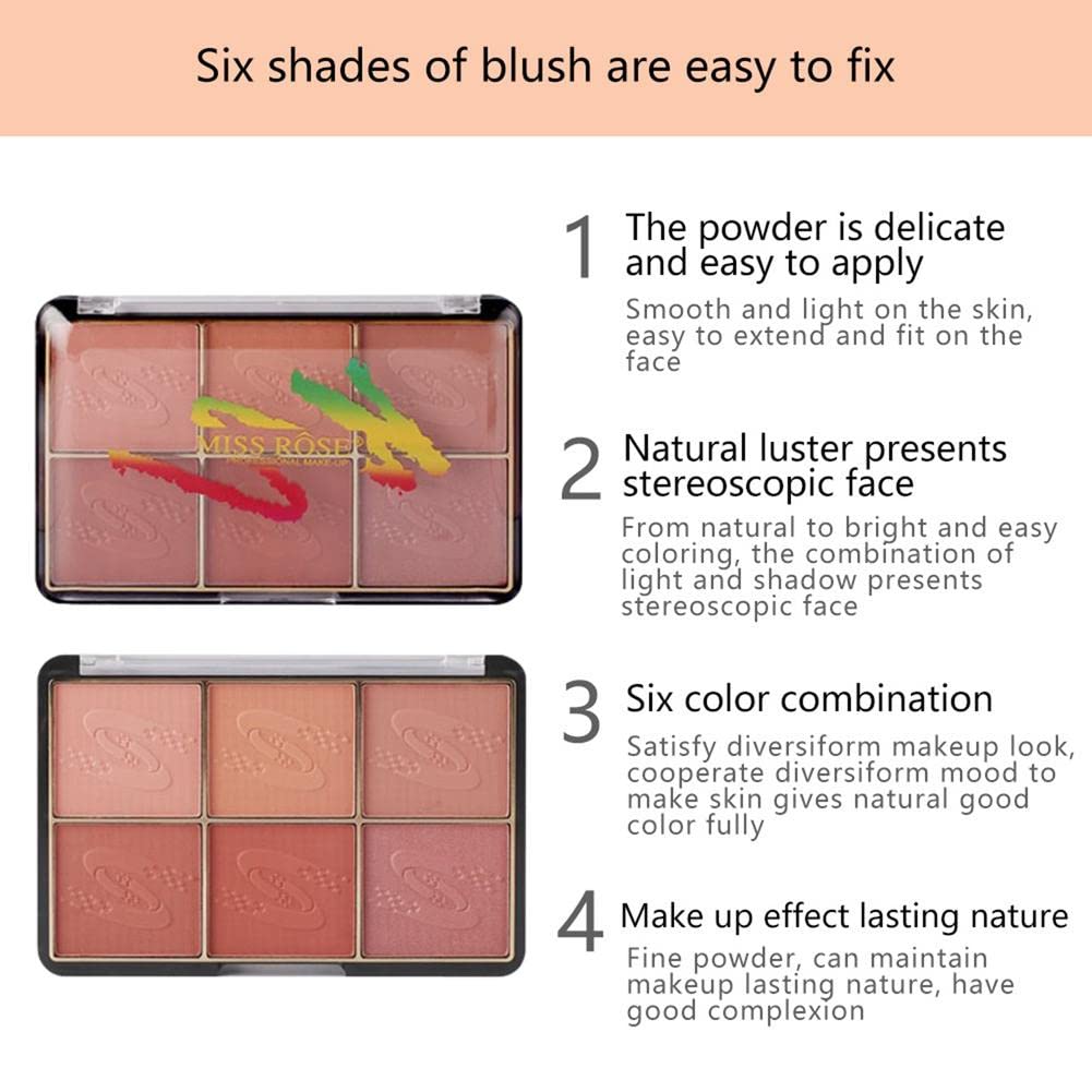 Miss Rose 6 Colors Face Blush Palette
