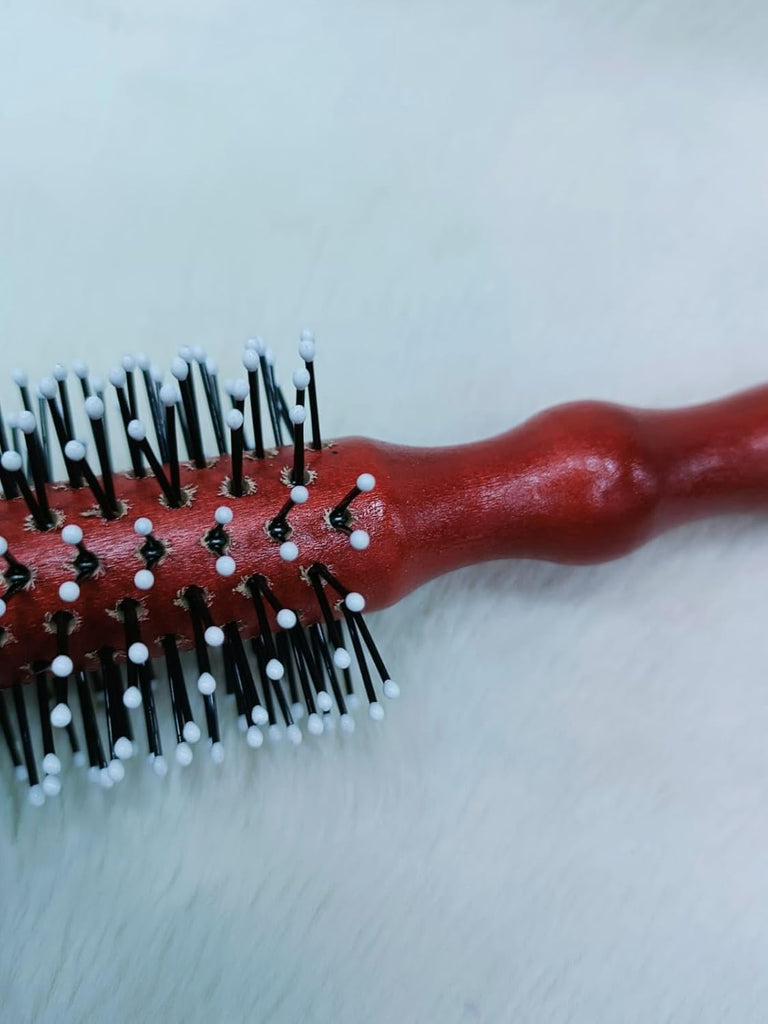 Round Styling Hair Brush with Wooden Handle – Smooth & Salon Finish