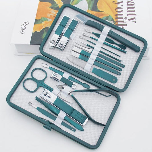 Stainless Steel Manicure & Pedicure Set  Complete Grooming Kit for Men &  Women