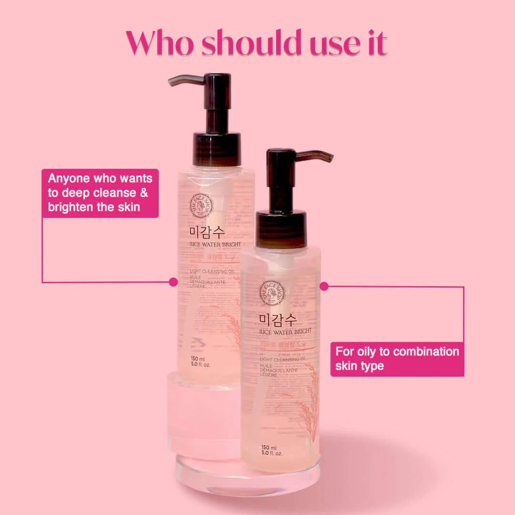 Rice Water Bright Light Cleansing Oil – Gentle Makeup Remover & Brightening Cleanser (150ml)