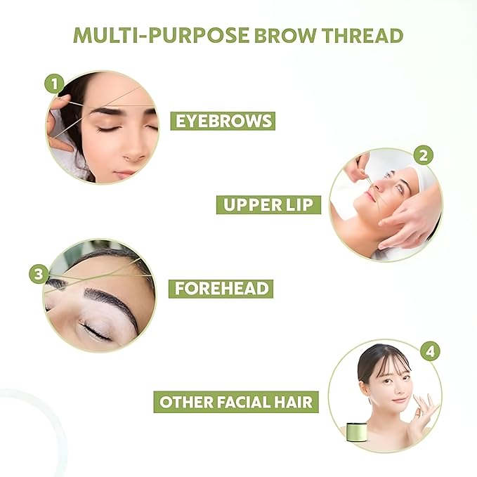 Organica Eyebrow Hair Remover Cotton Threading Organic Threads (8 Spool X 300 m)