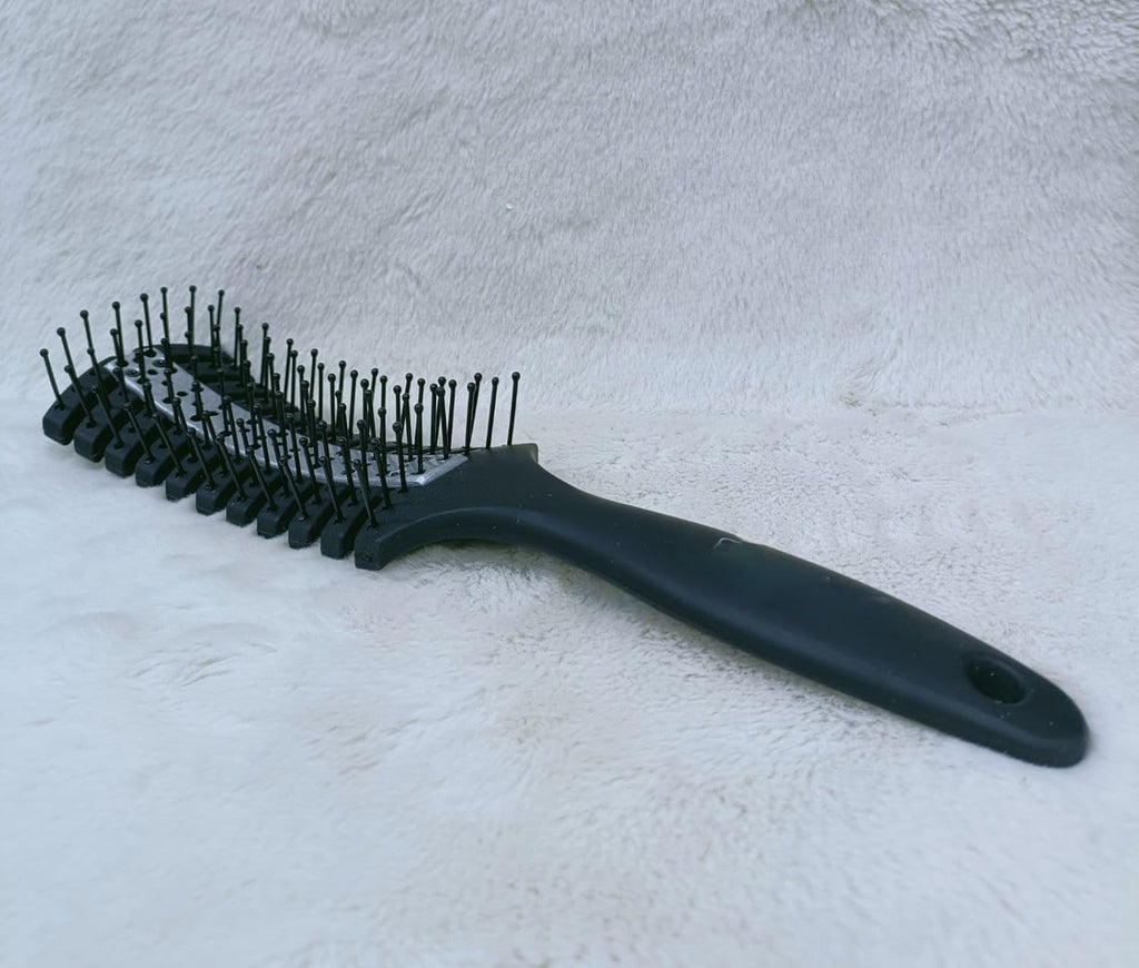 Professional 7 Rows Curved Shape Ball Tip Bristles Small Air Vented Flat Hair Styling Brush.