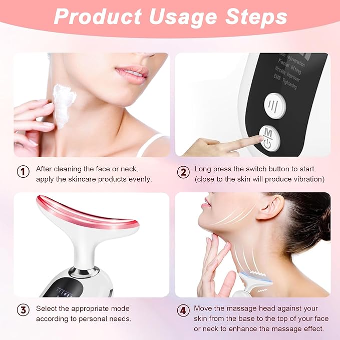 Beauty Device for Face & Neck – Anti-Wrinkle & Skin Tightening with 3 Light Modes