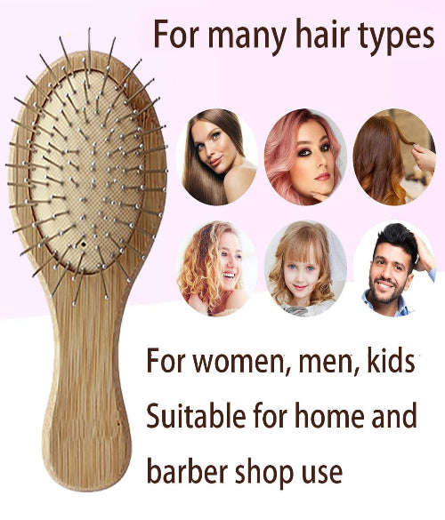 Wooden Paddle Brush with Metal Bristles