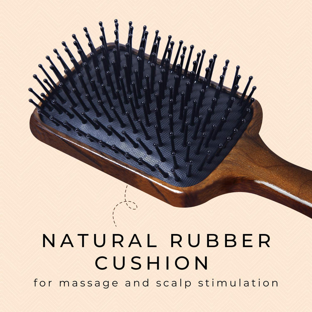 Line Professional Maple Wood Anti Static Large Paddle Hair Styling Salon Brush with Curved Wooden Handle for Men Women