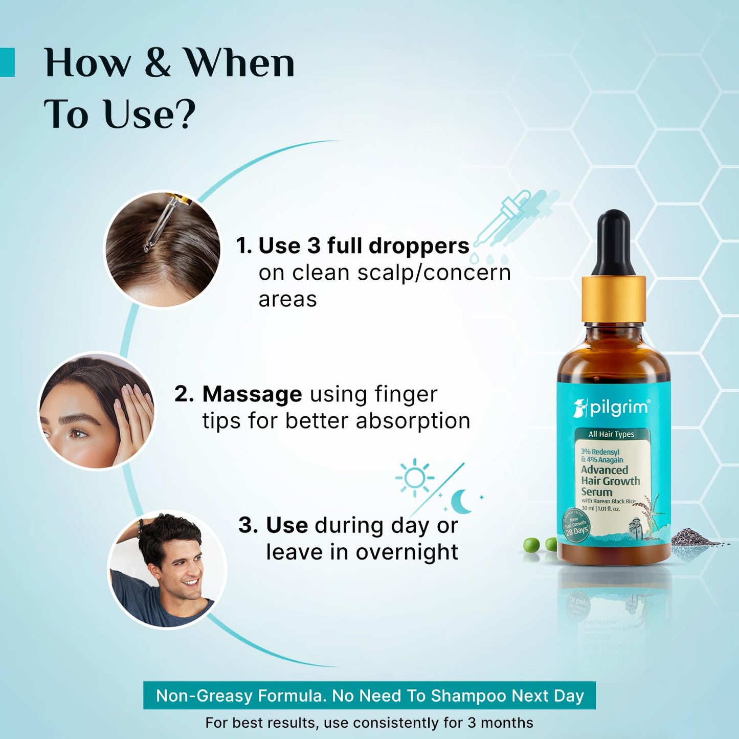 Pilgrim Redensyl 3% + Anagain 4% + Baicapil Advanced Hair Growth Serum