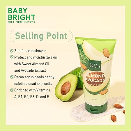 Baby Bright Almond Avocado Shower Scrub 350ml