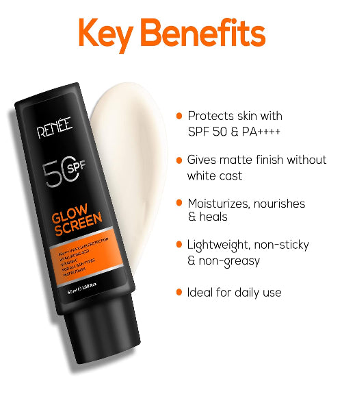 RENEE Glowscreen SPF 50 Sunscreen Cream – 50ml, PA++++