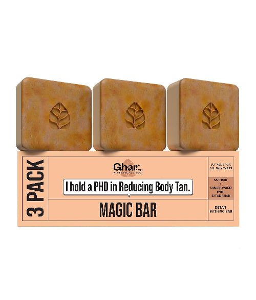 Ghar Soaps Sandalwood & Saffron Magic Bar For Bath (300 Gms Pack Of 3) - The beauty cart