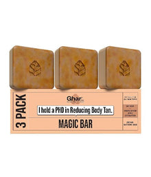 Ghar Soaps Sandalwood & Saffron Magic Bar For Bath (300 Gms Pack Of 3) - The beauty cart