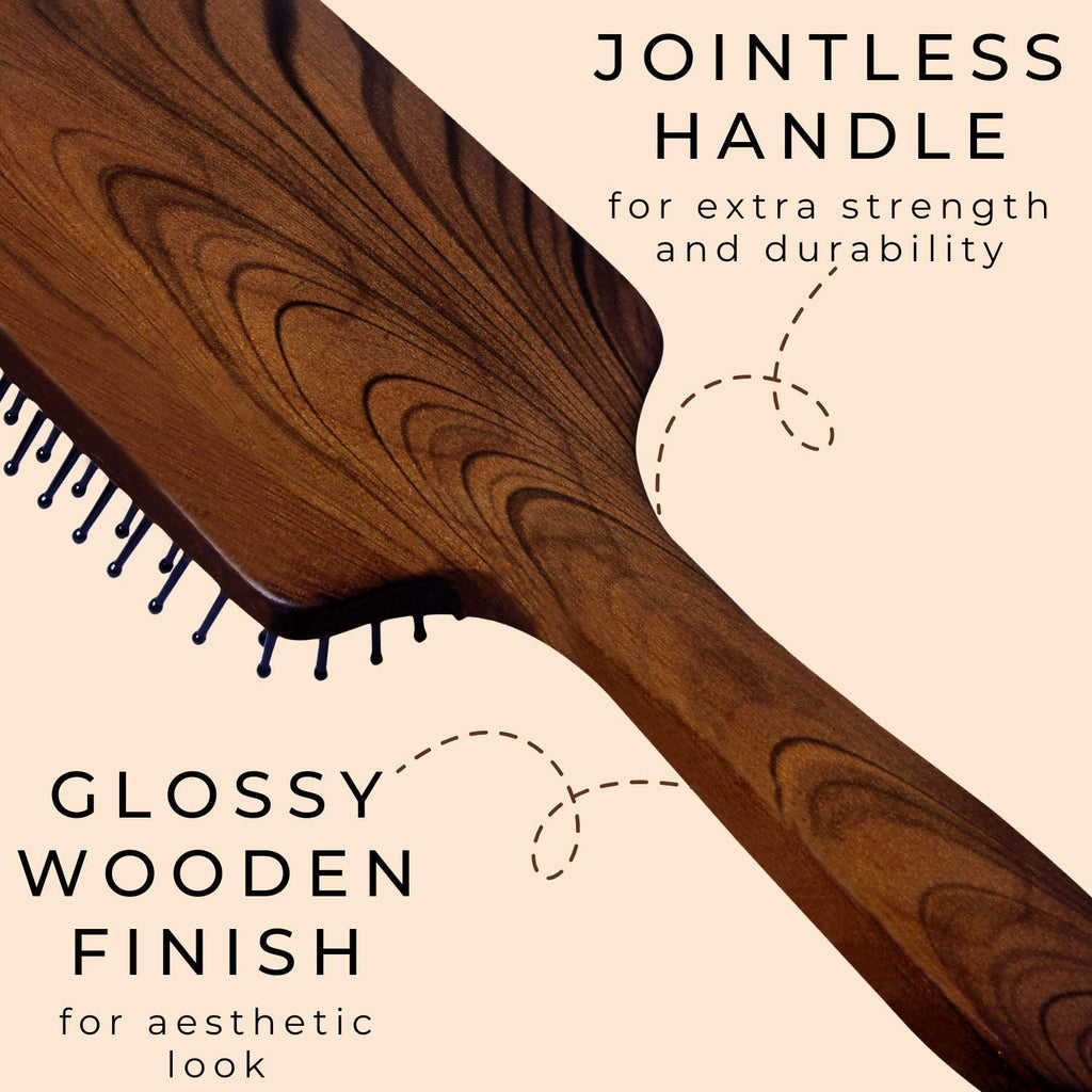 Line Professional Maple Wood Anti Static Large Paddle Hair Styling Salon Brush with Curved Wooden Handle for Men Women