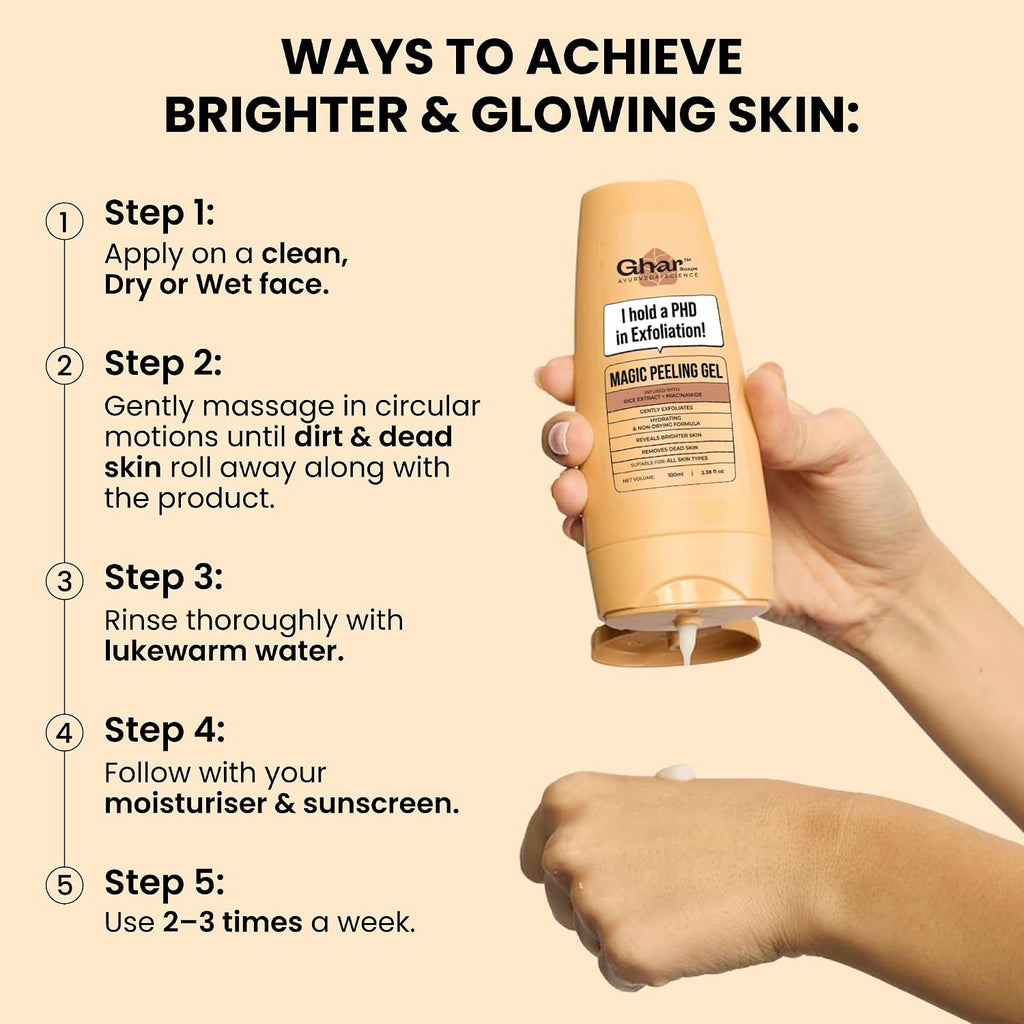 Ghar Soaps Magic Brightening Peeling Gel, 100ml - The beauty cart