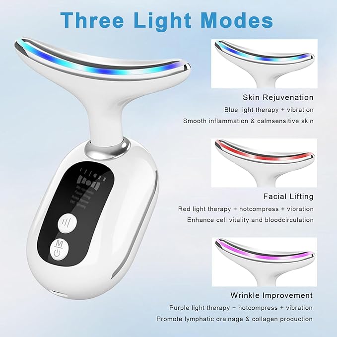 Beauty Device for Face & Neck – Anti-Wrinkle & Skin Tightening with 3 Light Modes