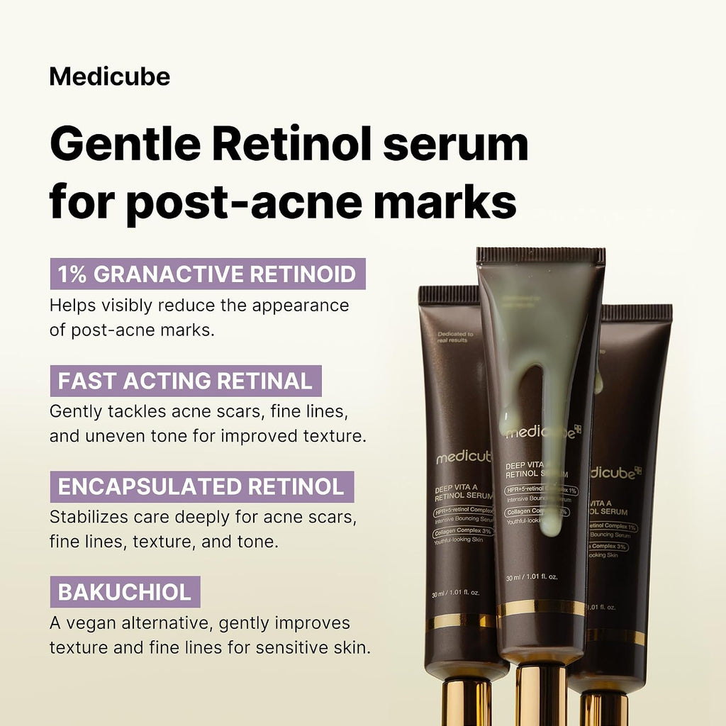 Medicube Deep Vita A Retinol Serum HPR + 5-Retinoid Complex 1%and Collagen Complex 3% 30 ml