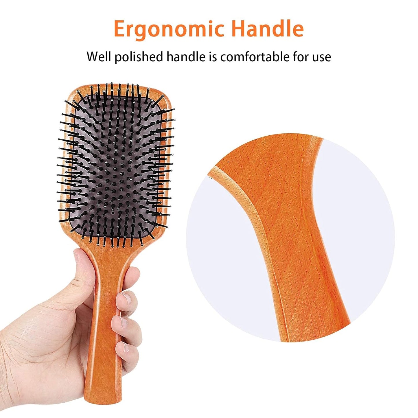 Natural Wood Small Cushion Hair Brush for Detangling