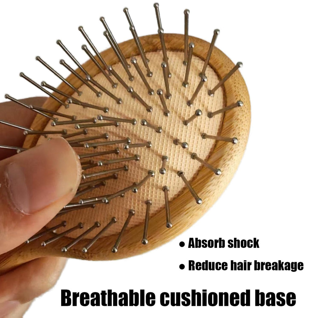 Wooden Paddle Brush with Metal Bristles