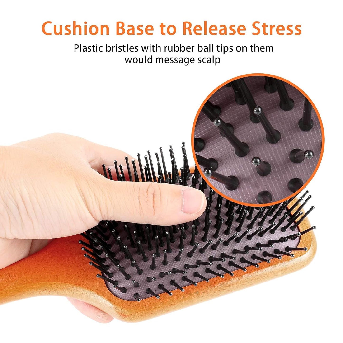 Natural Wood Small Cushion Hair Brush for Detangling