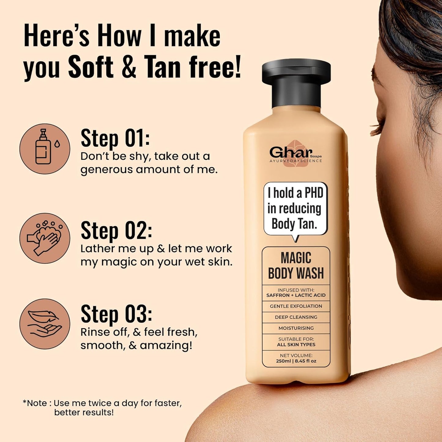 Ghar Soaps Magic De-Tan Body Wash (250ml)