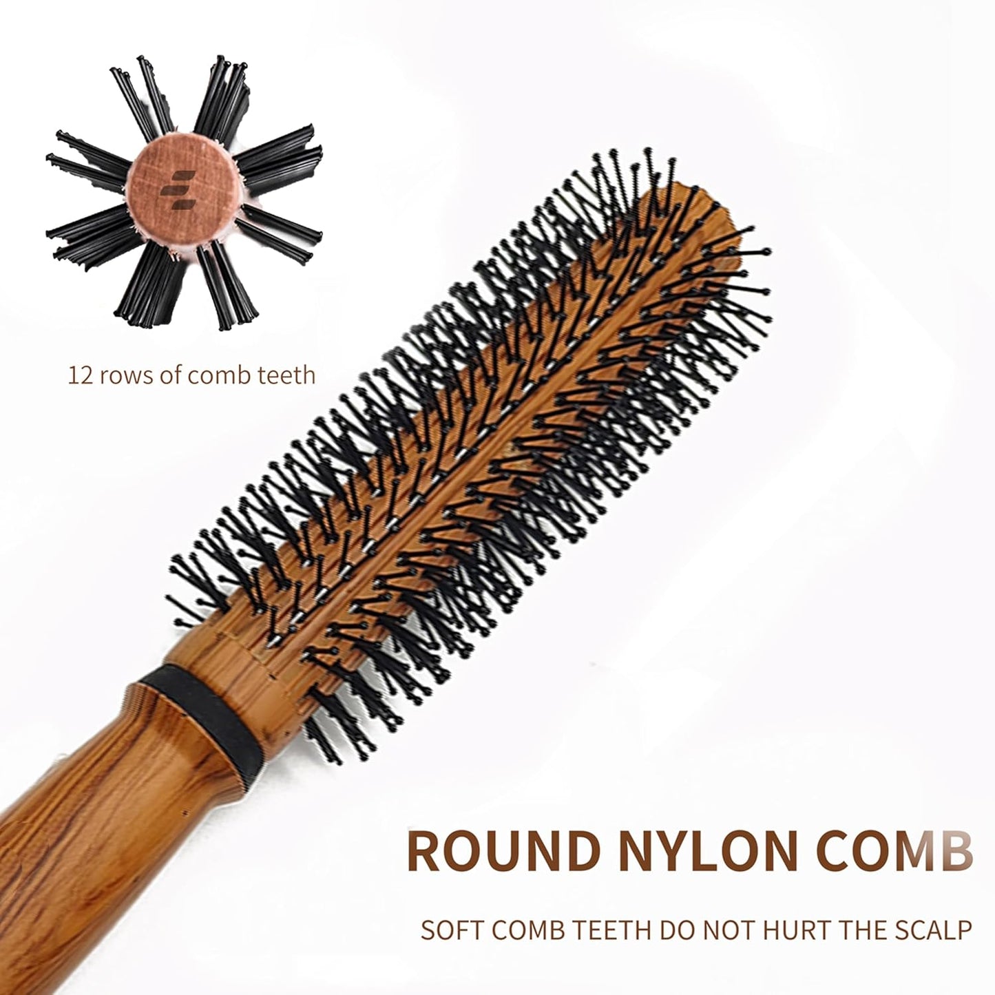 Quality Round Hair Brush with Wooden Handle – Boar Bristles & Barrel Design