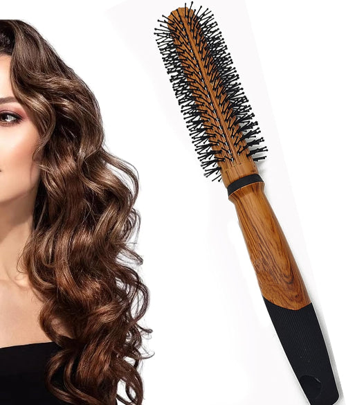 Quality Round Hair Brush with Wooden Handle – Boar Bristles & Barrel Design