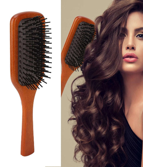 Wooden Paddle Brush, Ergonomic Paddle Hair Brush Prevent Slipping Comfortable with Handle for Women